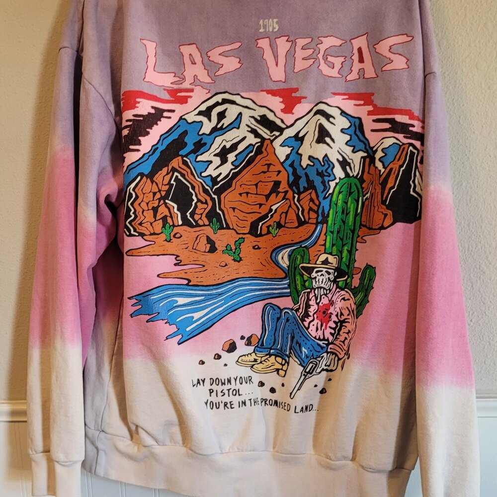 Rare Warren Lotas Promised Land Las Vegas Ombre Hoodie Size L Skeleton